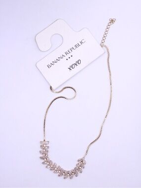 Banana Republic Gold Crystal Leaf Necklace